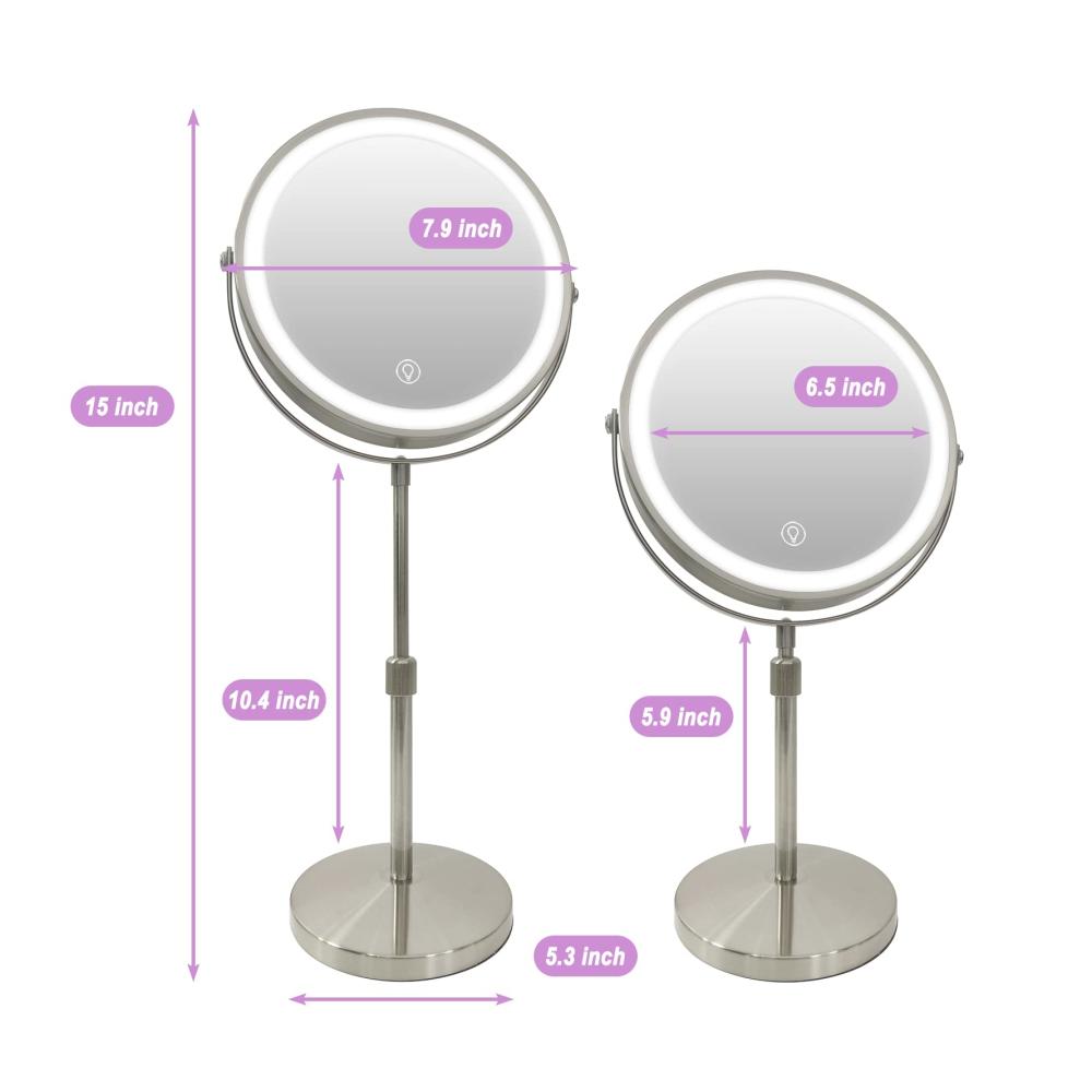 Modernes Design WITFAMILY 8 Tischspiegel mit 10x Vergrößerung und einstellbarer Helligkeit – Perfekt für Makeup und Hautpflege