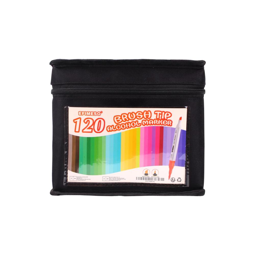 Entdecke die kreative Welt Efimeso 120er Marker & Filzstifte Set - Alkohol Marker Brush Pen - Perfekt für Kinder & Erwachsene - Twin Marker zum Malen & Ausmalen