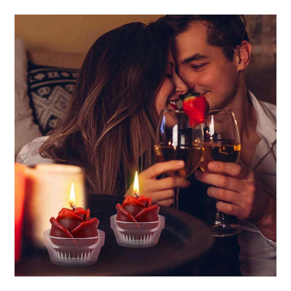 Romantische Rosenmuster Exquisite Kerzen im Glas-Set für perfekte Valentinstagsstimmung! Dekorative Tischakzente in Rot passend für jede Gelegenheit. 154tgdzx (Rot Einheitsgröße