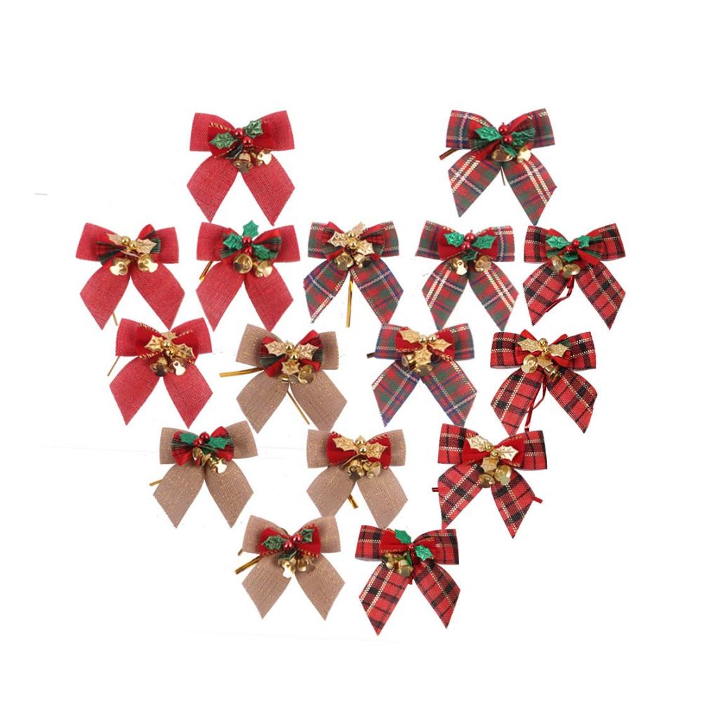8 Stück Weihnachtsbaum Ornamente Christbaumschmuck Schleifen Schleifen Weihnachten Weihnachtsschleifen Golden Blätter - Exquisite Weihnachtsschleifen & Bänder für festliche Akzente | Perfekt zum Verschönern von Geschenken & Dek