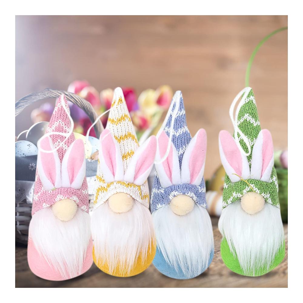 4er-Set Osterwichtel Frühlingsdeko Bunte Osterhase Gnom Figuren - Perfekte Geschenkidee für Familie & Kinder Plüsch Wichtel für Osterdek