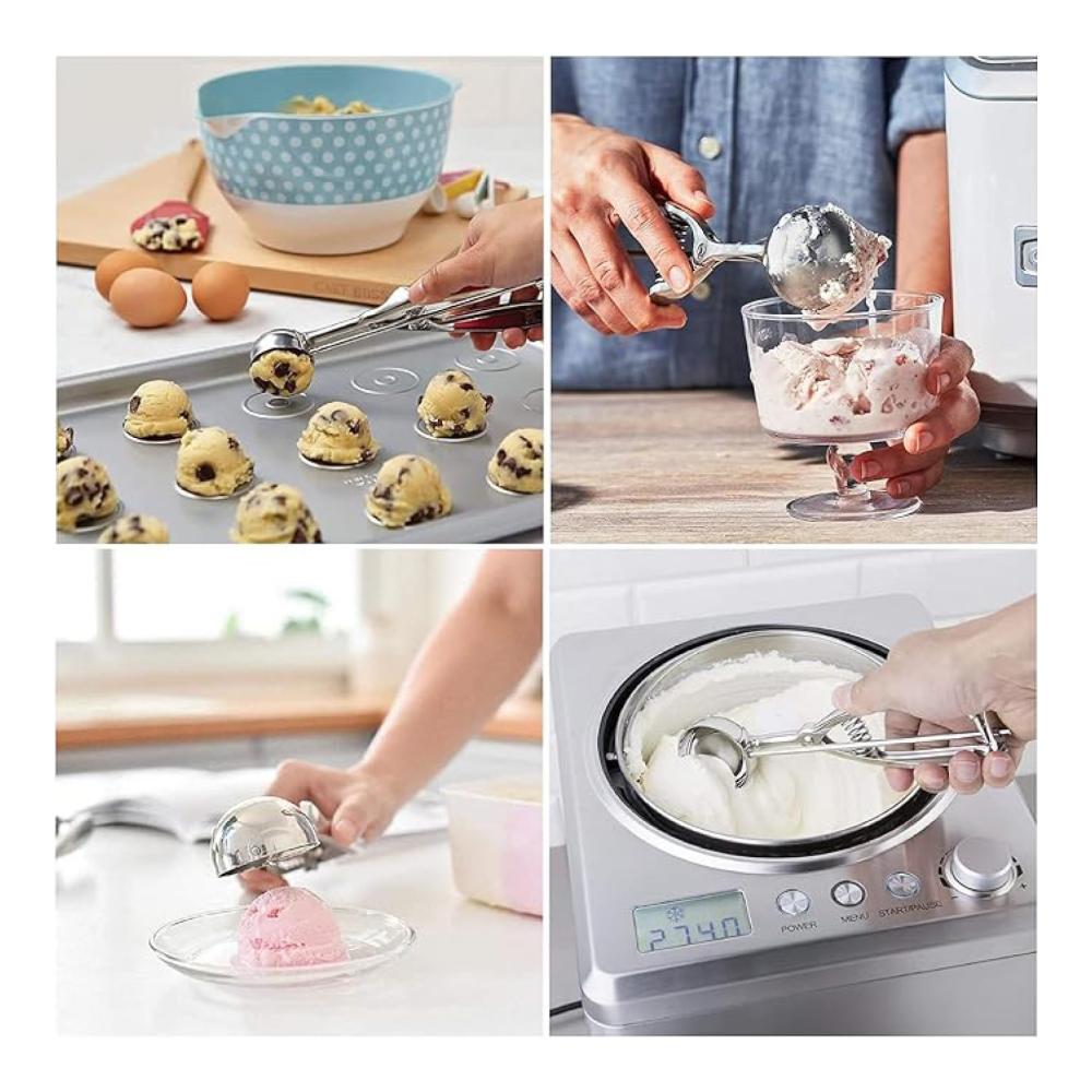 Entdecken Sie das Ultimative Eisportionierer Set aus Edelstahl – 3-teiliges Set für perfekte Kreationen mit Eis Obst Püree & Keksen! Ideal für Cupcakes Muffins & Fleischbällchen jeder Größe