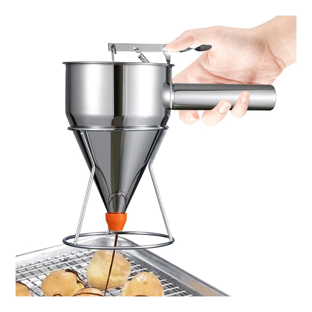 Sahnespender | Edelstahl-Trichter-Kuchenspender mit Ständer - Perfekt für Cupcakes Waffeln und mehr | Backspaß garantiert