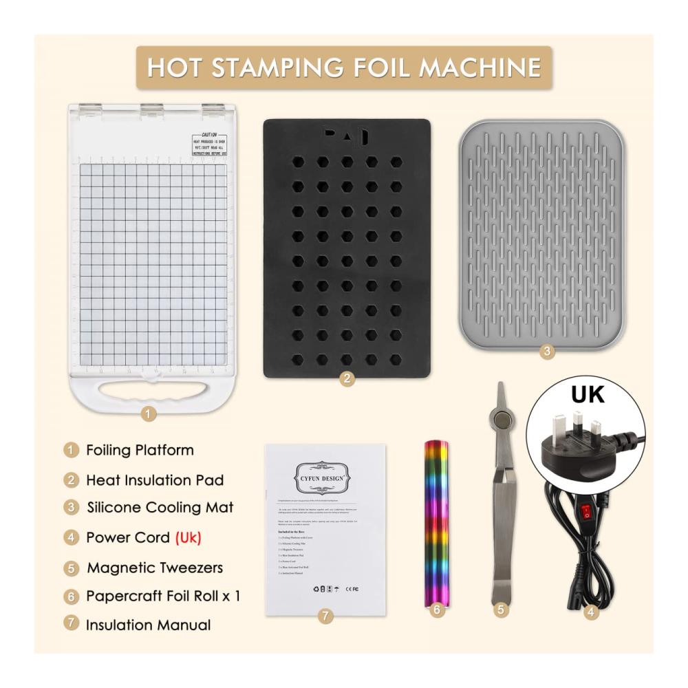 Foilpress Heat Press Crafting Profi-Druckpresse für UK 220V Kartenherstellung Scrapbooking Kits Folierplattform Glimmer System Prägung von Papier Leder & Vinyl Übertragung von Folien - Deine ultimative Folienpressen