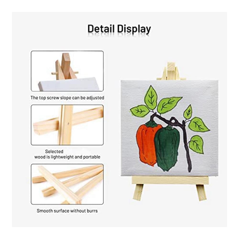 16 Mini-Leinwände 10x10 cm mit Staffeleien - Ideales Set für Kinderkunst Malerei und Handwerk - Hochwertige Kunstleinwand - 16 Stück