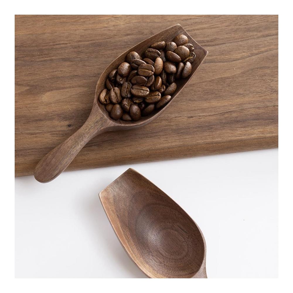 Kaffeebohnenlöffel aus massivem Schwarzwalnussholz – Praktische Teeschaufel für perfekte Espresso- & Kaffeemengen – Hochwertige Handarbeit