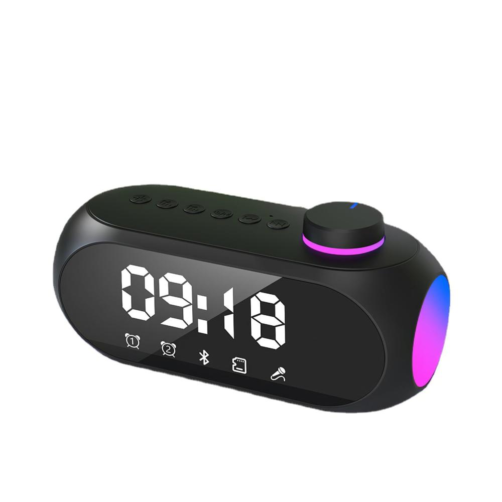 Digitaler LED Wecker mit einstellbarer Anzeige und farbigem Nachtlicht - USB wiederaufladbarer Wecker mit Bluetooth-Lautsprecher FM-Radio und Dual-Alarm - Moderne Uhr für Schlafzimmer und Büro