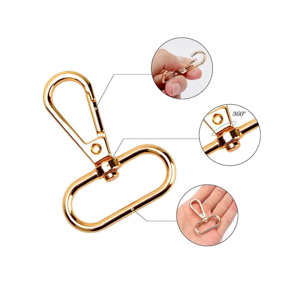 30er Set Gold D-Ring Karabinerhaken für DIY Taschen - Metall Triglide Gurtversteller und mehr - Praktisches Zubehör für Gürtelschnallen & Taschenprojekte