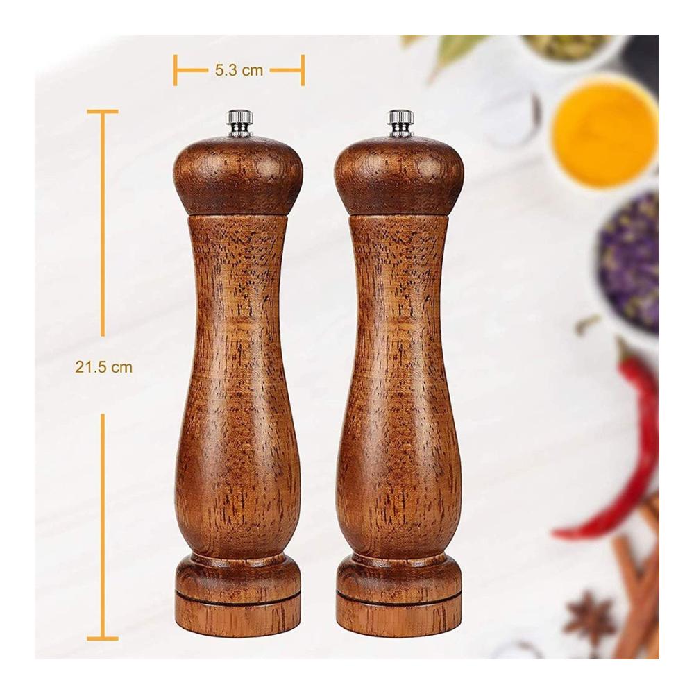 Elegantes 2er Set Salz und Pfeffermühle aus Holz - Manuell Nachfüllbar mit Verstellbarem Keramikmahlwerk für Perfekte Gewürze Ideal für Küchenchefs & Gourmetküchen