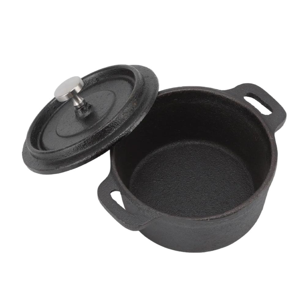 Gusseisen-Kasserollen-Set Hochwertiger Doppelgriff-Auflauftopf mit Deckel für Grillen Backen und Kochen - Schwarzer kleiner Auflauf ideal für kulinarische Meisterwerke