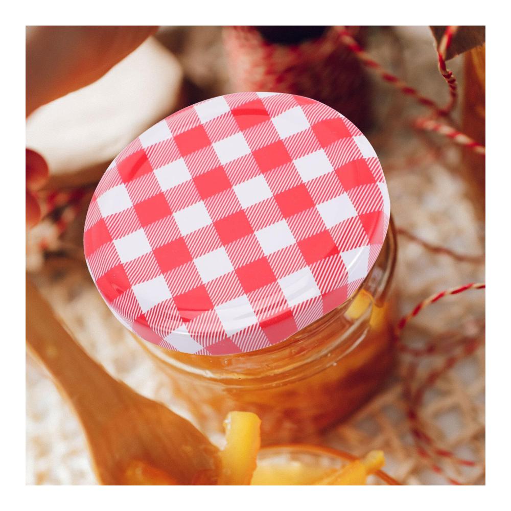 40er Packung Gingham Marmeladenglas Deckel – Versiegeln & Frische bewahren | Geteilte Deckel Breite Öffnung | Perfekt für Konservieren Mahlzeitenvorbereitung & mehr