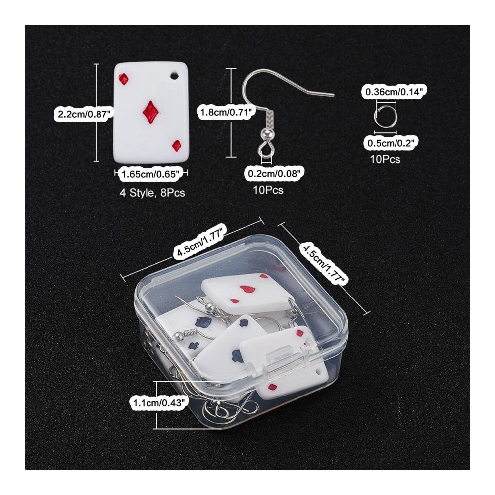 Kreative Schmuckherstellungs-Sets 1 Box DIY Spielkarte Ohrringherstellung Kits - Spielkarten-Anhänger & Ohrringhaken - Ideal für Anfänger - Herstellung von einzigartigen baumelnden Ohrringen
