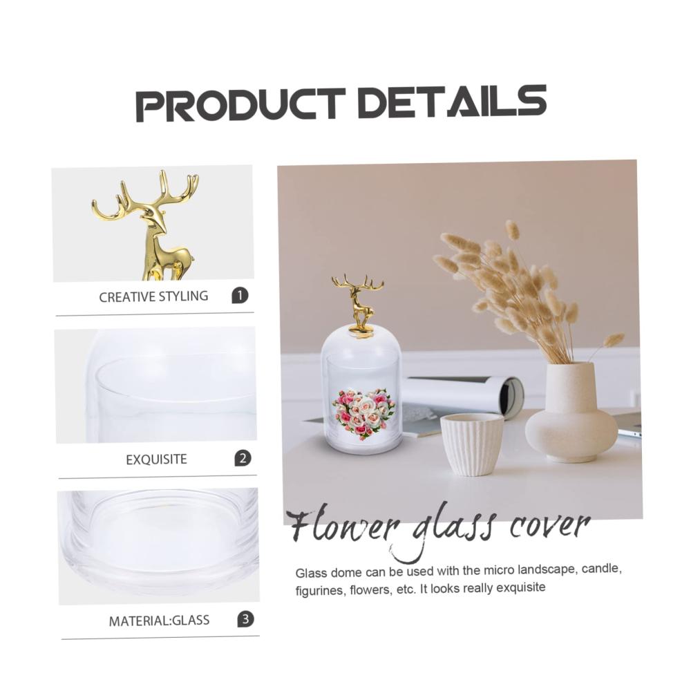 Dekorative Krüge Glaskuppel für Tischdekoration | DIY Schneekugel Set mit Rosen | Duftende Vitrine für ein zeitloses Ambiente | Perfekte Glocke für stilvolles Display
