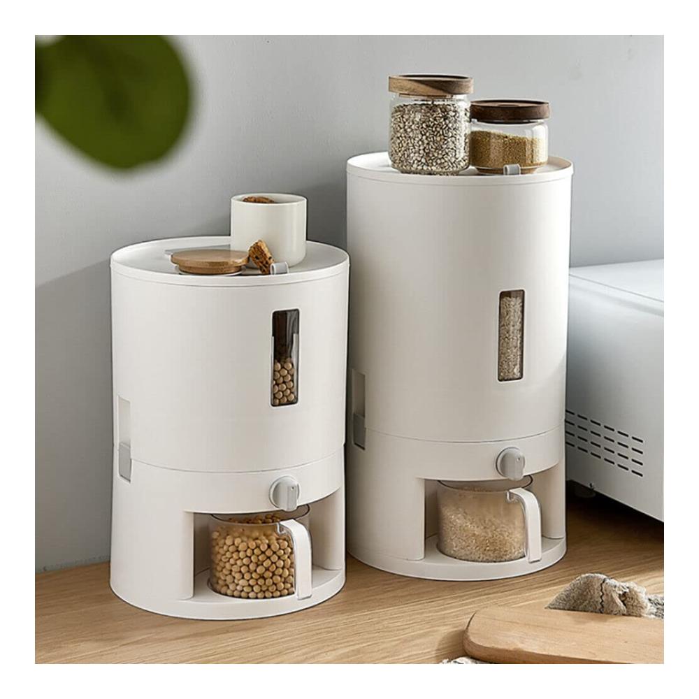 Müslispender - 6KG Trockenvorratsbehälter für Küche | Reis Getreide Hülsenfrüchte | Rotierender Dispenser mit Skala | Praktischer Müslispender für Black Rice Gelber Reis Rote Bohnen & mehr