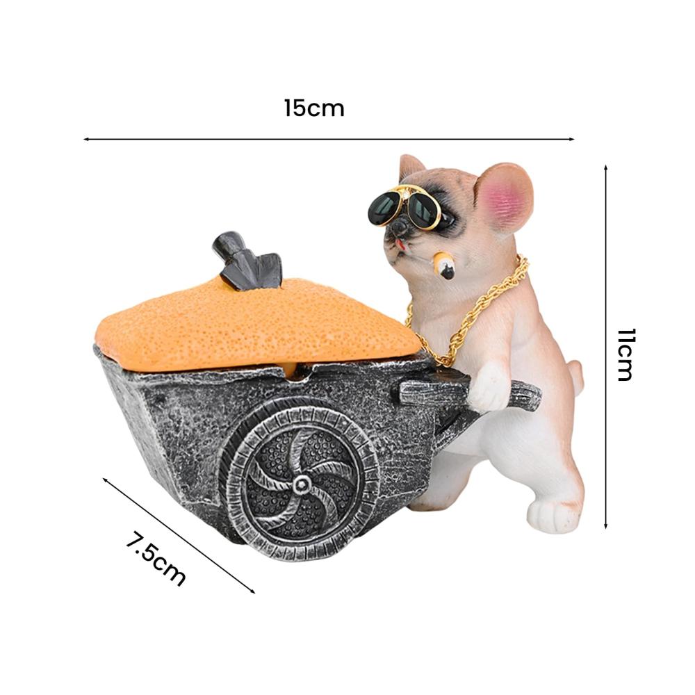 Exklusiver Hunde-Aschenbecher Kreatives Wohnaccessoire & Deko für den Schreibtisch. Lustige Miniaturstatue bruchsicher aus Harz leicht zu reinigen. Braun einzigartiges Desktop Highlight