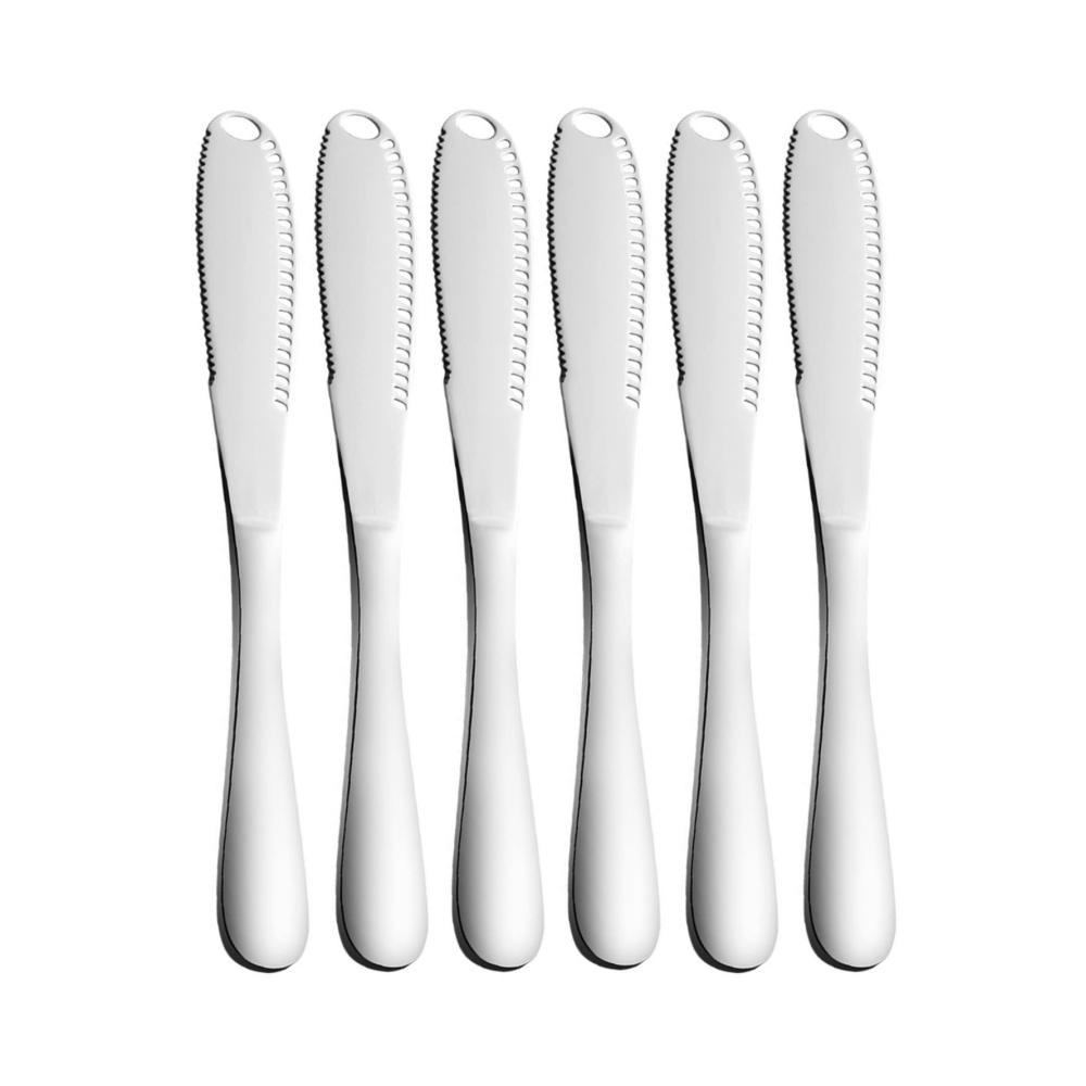 Entdecken Sie den Genuss - Premium Buttermesser Set für perfekte Frühstücksmomente! Edelstahl Käse- und Butterverteiler ideal für Sandwiches Kuchen und Brot. Der ultimative Marmeladenverteiler. 6-teiliges Set (C