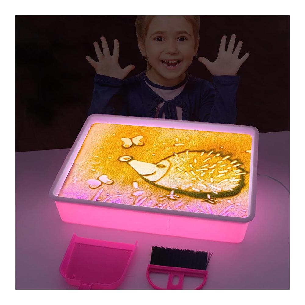 Kreatives Malmesser Set - Sandmaltisch mit LED-Beleuchtung für Kinder Sandkunst-Zeichnungslichtkasten DIY-Sandmaler Tisch-Leuchtkasten & mehr