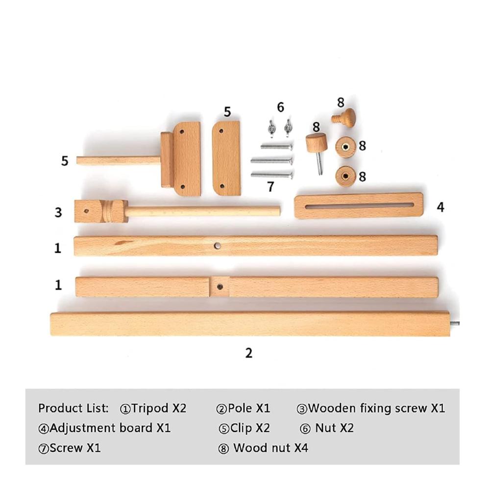 Hochwertiges Nähset & Werkzeug Verstellbarer holzerner Stickständer für Kreuzstich & Stickerei - Stabiler Nadelbodenrahmen für Kreative - Ideal für Stickliebhaber - 85*33cm
