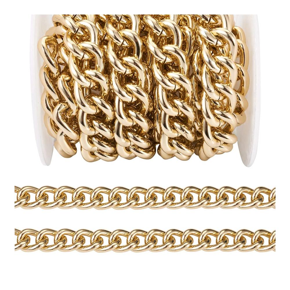 Hochwertige Aluminium-Panzerkette mit Spule für vielseitige Schmuckherstellung - Ideal für Punk kubanische Ketten Halsketten und Armbänder in Gold