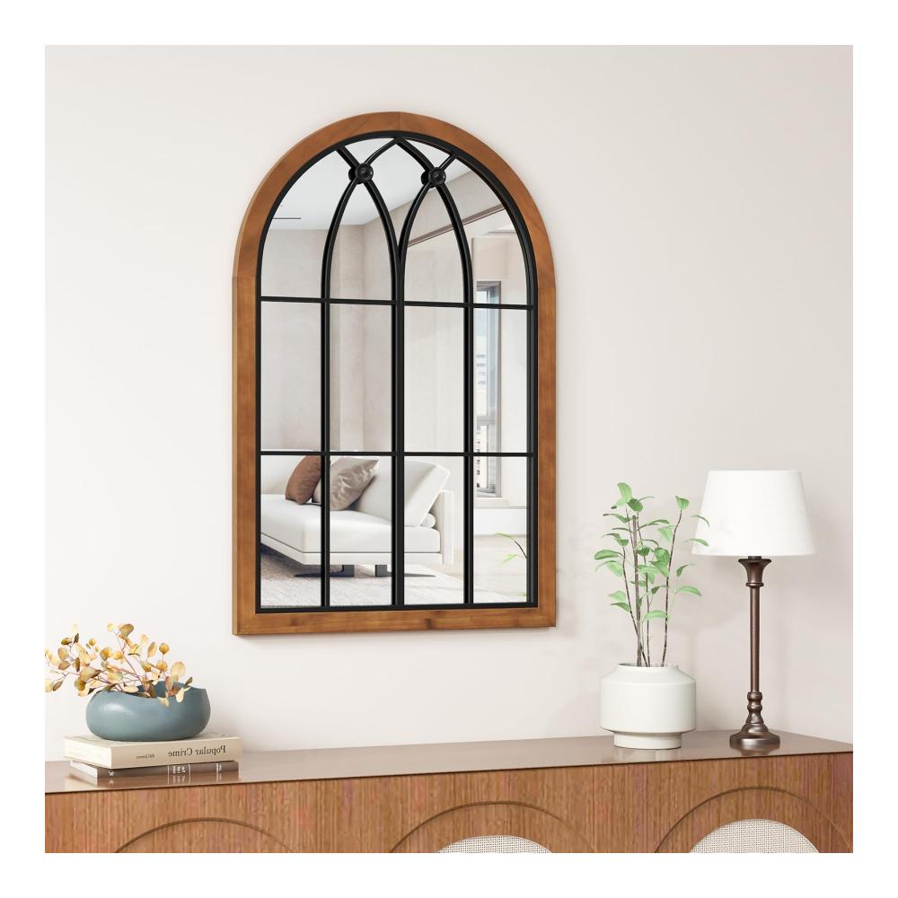 Entdecken Sie den Charme mit unserem Wandspiegel aus Tannenholz | Dekorativer Fensterspiegel mit elegantem Bogenrahmen für Wohnzimmer Schlafzimmer und Flur | Zeitlose Eleganz mit 90 x