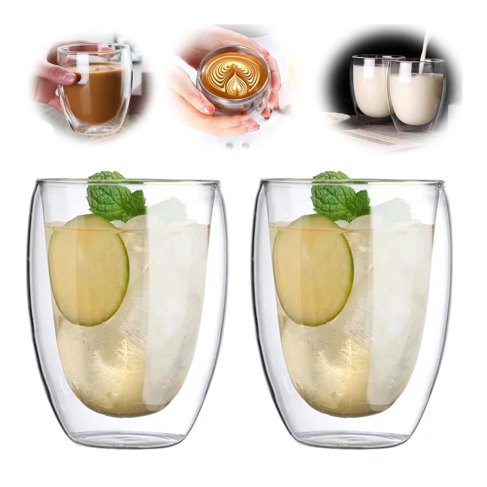 Entdecken Sie den Genuss Doppelwandige Kaffee- & Teegläser Set | Thermogläser für Cappuccino Latte Macchiato | Hergestellt aus Borosilikatglas | 2 Stück