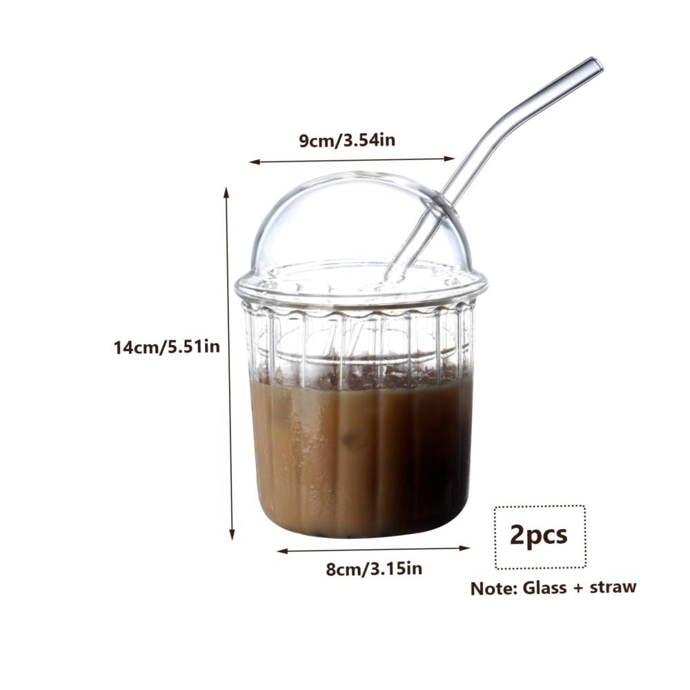 Entdecken Sie den Genuss mit unseren wiederverwendbaren Kaffee- & Teegläsern 14oz/450 ml Glas mit Strohhalm und Deckel für erfrischende Getränke! Ideal für unterwegs zu Hause oder im Büro