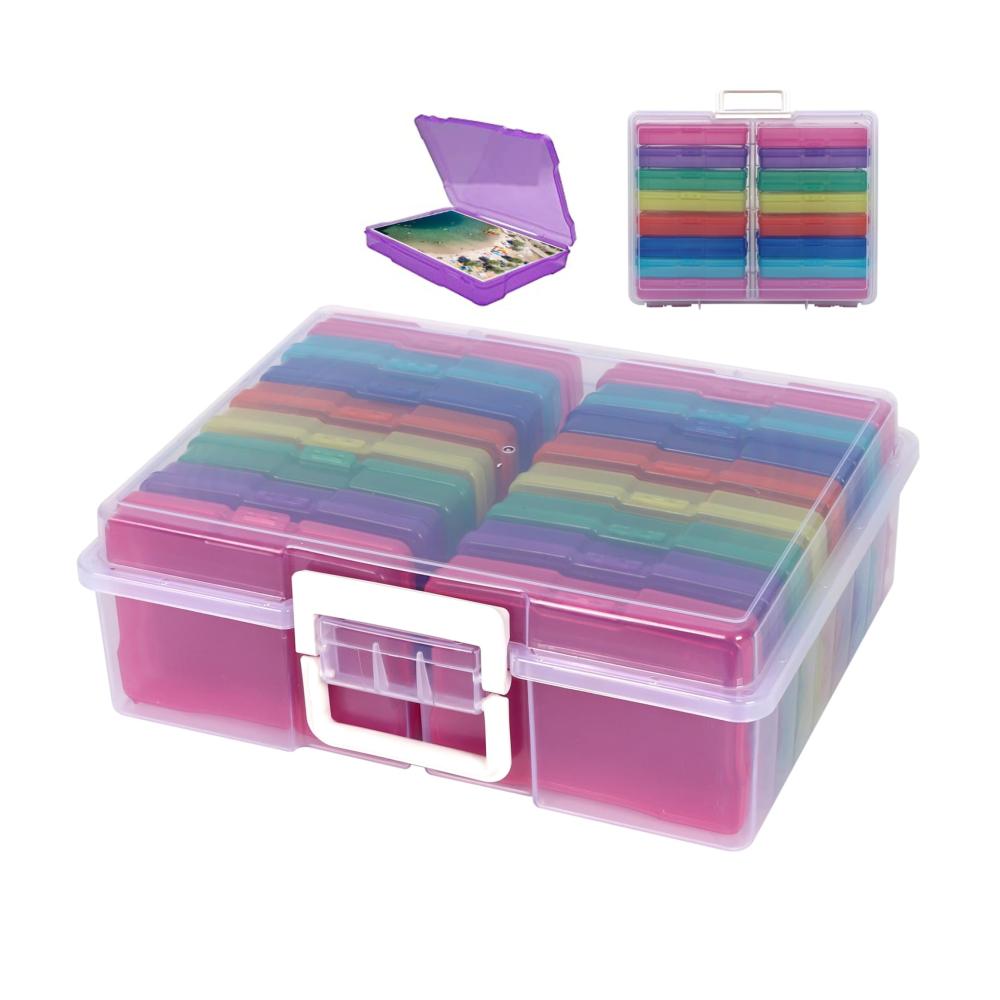 Scrapbooking Deluxe Mehrfarbige Fotospeicherboxen 4x6-Zoll - Organisieren Sie Ihre Bastelarbeiten und schützen Sie Fotos vor UV-Licht und Staubverschütt