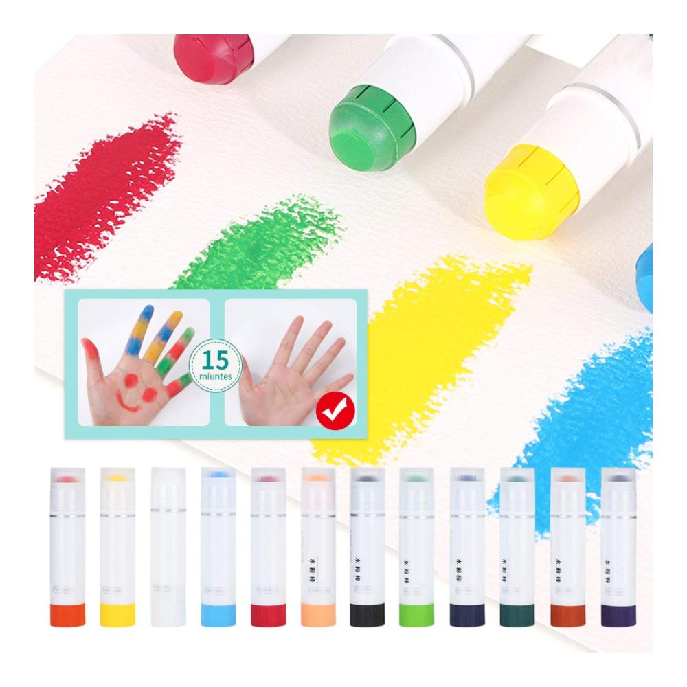 Gouache Sticks & Filzstifte Set 24 Farben Malwerkzeuge für Künstler - Sichere waschbare Materialien - Ideal für Malerei und Zeichnung