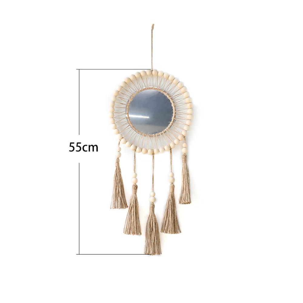Boho Traumfänger Wandteppich Set – Handgefertigte Makramee Wanddeko mit Holzperlen Quasten & Spiegel - Dekorativer Wandbehang für ein stilvolles Zuhause - Moderne