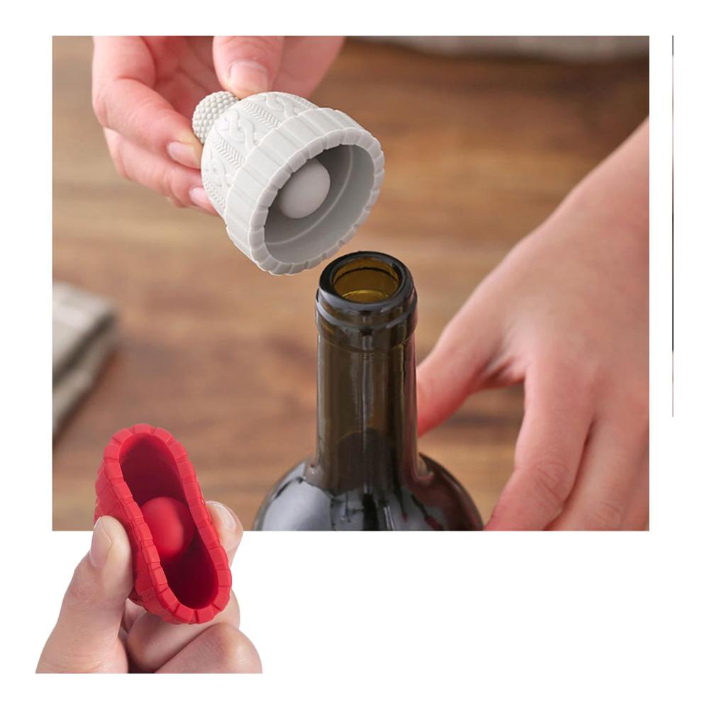 Genießen Sie länger frische Getränke! 3er Set Weinflaschenverschlüsse & Ausgießer – Silikon wiederverwendbar perfekt für Wein Champagner Bier & mehr
