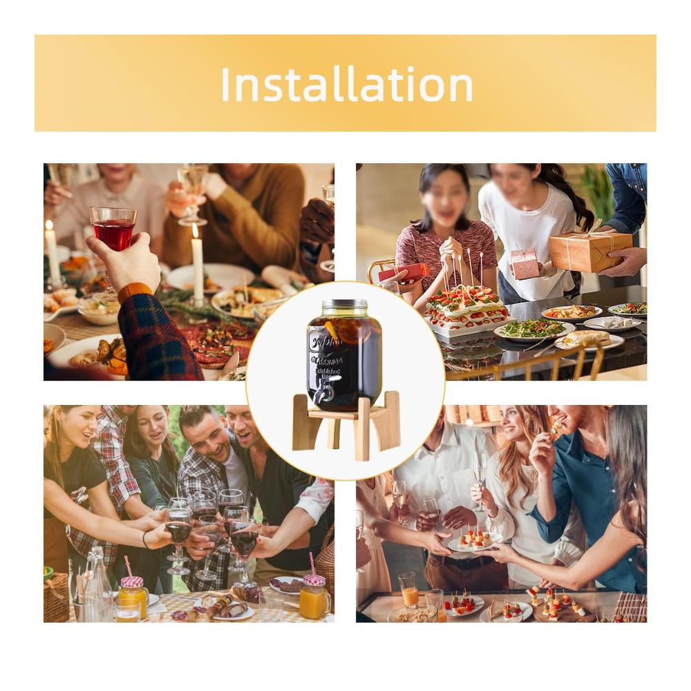 Genießen Sie erfrischende Getränke mit Stil! Glas-Getränkespender & Wasserspender mit Edelstahldeckel 4 Liter Fassungsvermögen. Inklusive Ständer für Partys Hochzeiten und mehr. Ideal für Limonaden Eistee Eisgetränke und Kombucha
