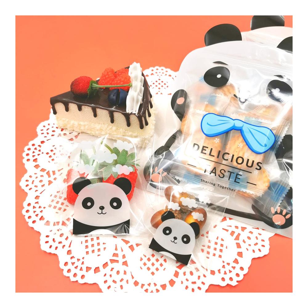 Spritzbeutel-Set | 300 Stk Panda-Selbstklebetüten für Kekse & Süßigkeiten | Inkl. 8 Panda-Frischhaltebeutel | 2 Größen | Perfekt für