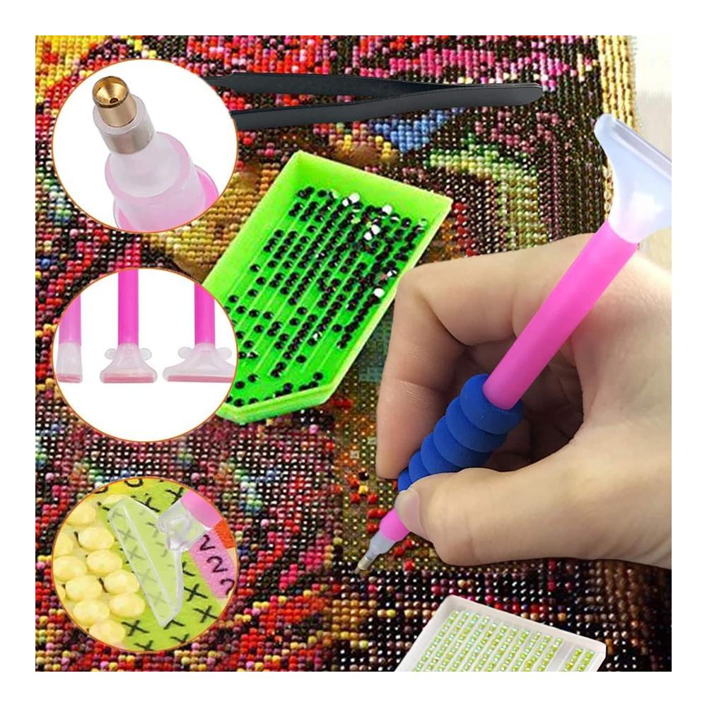 Diamantmalerei Zubehör Set - 75-teilig mit Malrolle Sortierbox Pinsel Pinzette & mehr - Werkzeuge und Bausätze für 5D Diamond Painting