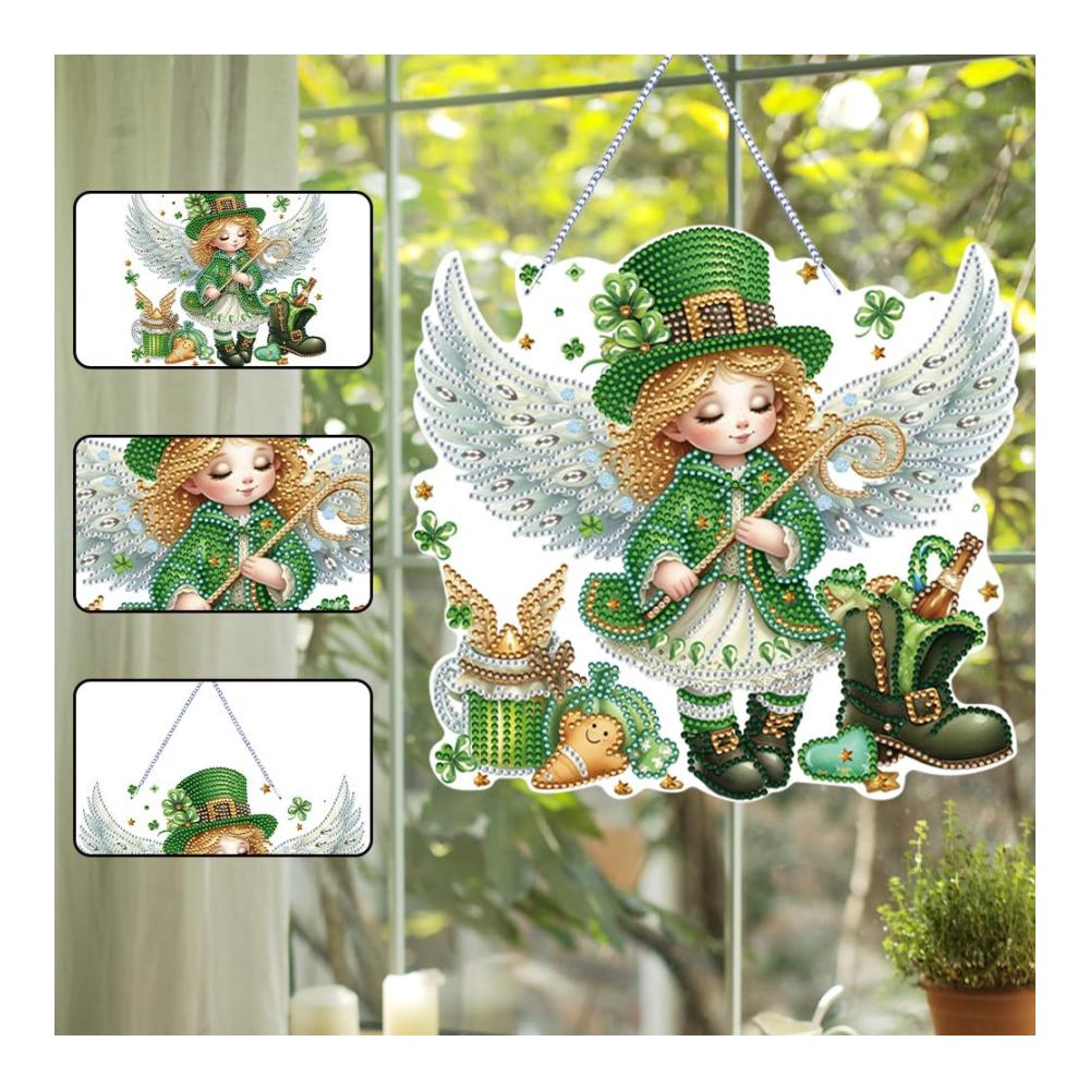5D DIY Diamant Malerei Sets Acryl Diamant Kunst Hängeanhänger Klee Engel Kristall Hänger für Zuhause & Gartenfenster Dekoration - Inklusive Punkte Anhänger