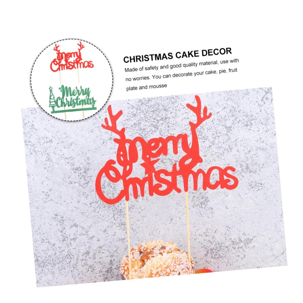 Entzückende Weihnachtskuchendekoration! 20 Stück Tortendekorationssets mit Einsteckkarten Kuchenspießen Dessertaufsätzen und Papiergeweihen - Perfekt für festliche Kreationen