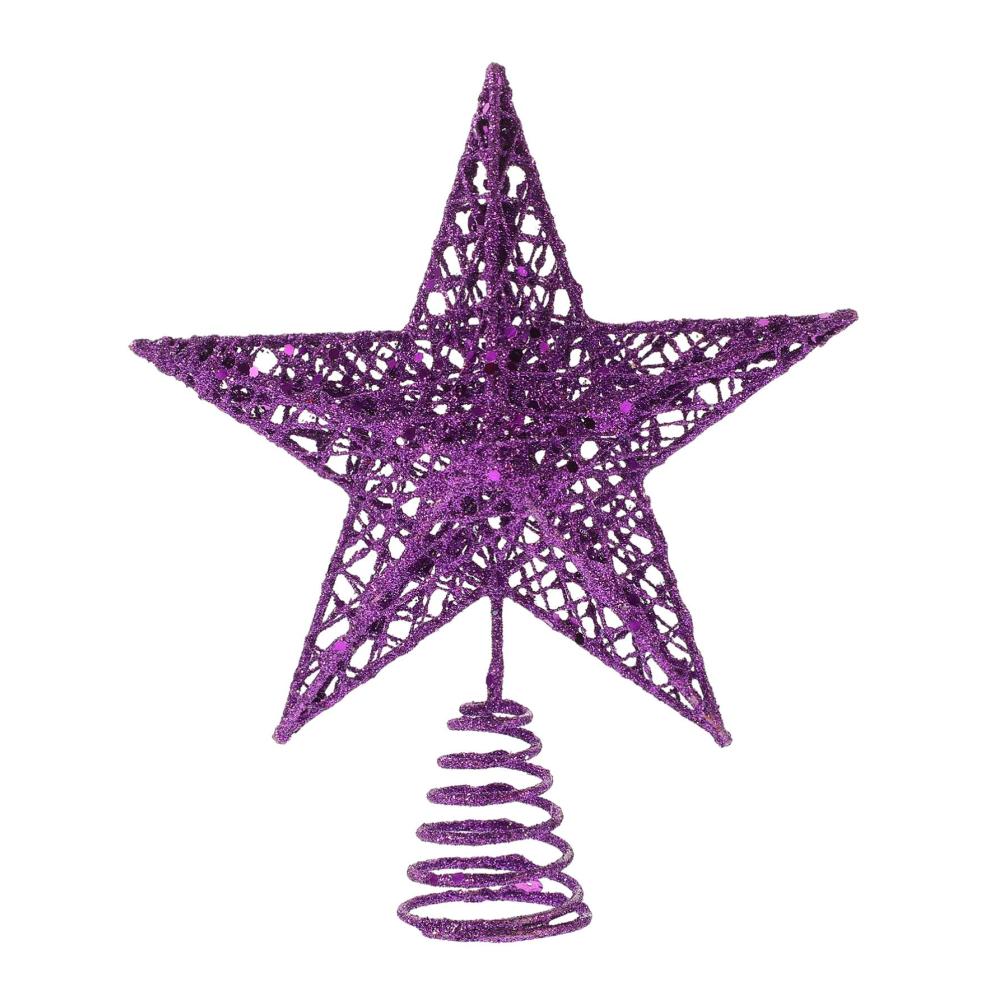 Glitzernde Weihnachtsbaumspitze Lila Stern mit 5 Spitzen für festliche Winterdekoration - Perfekt für Feiertage Partys & Heimdekoration