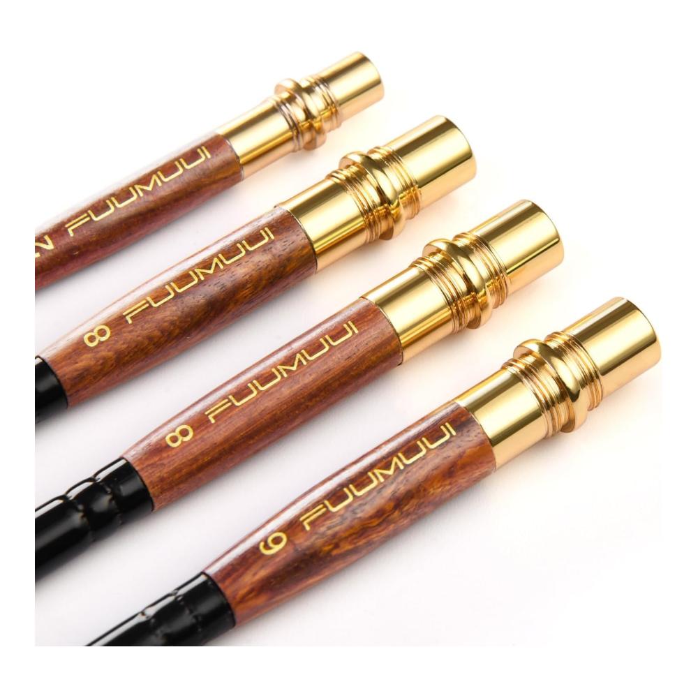 Hochwertiges Pinsel-Set für Aquarellmalerei - 4er Profi Rotmarder Reisepinsel mit Ledertasche | Perfekt für Wasserfarben | Hohe Farbaufnahme & Sprungkraft |