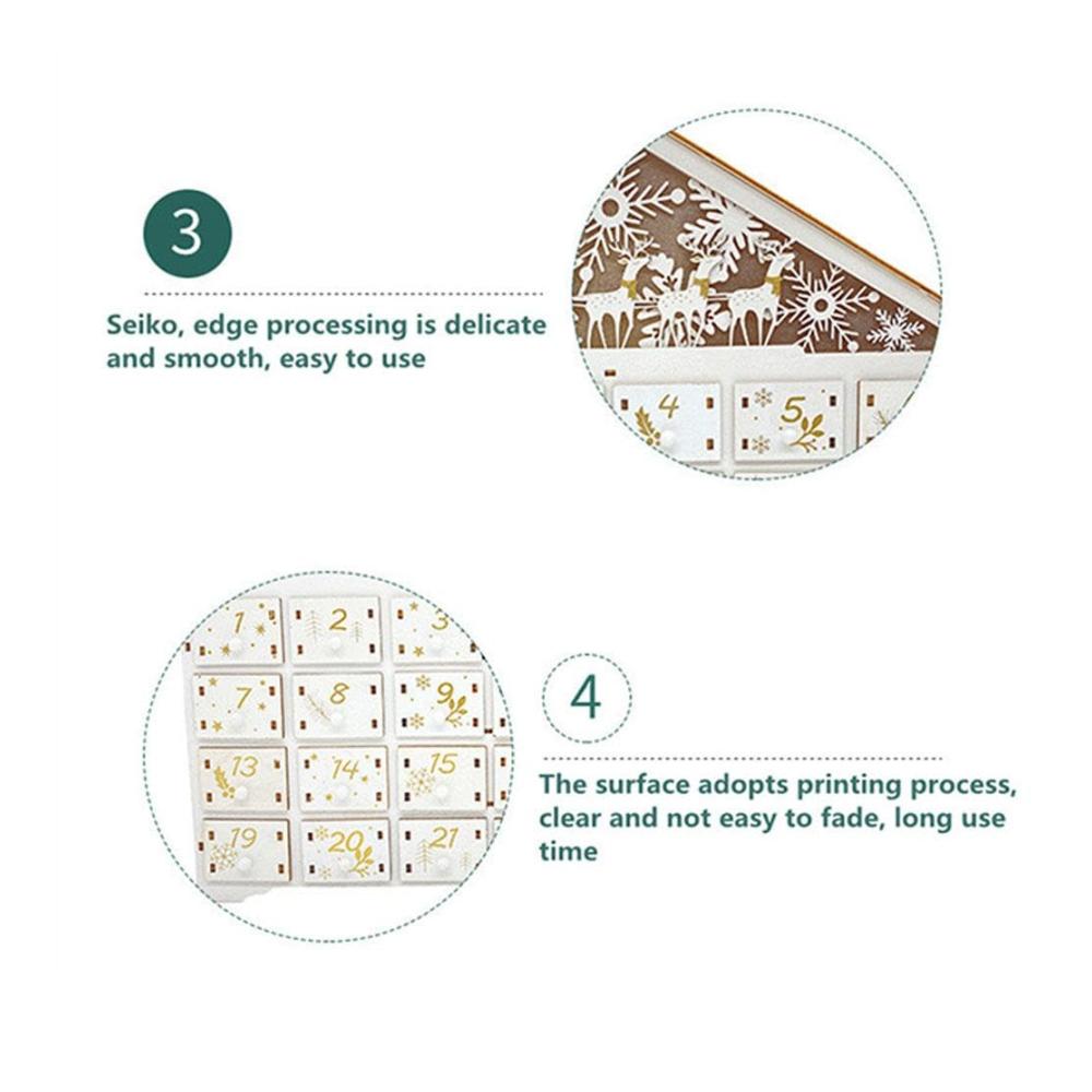 Holz Adventskalender Weihnachtsdeko Dekorativer DIY Countdown mit LED-Lichtern Schubladen und mehr - Weihnachtszauber zum Selbergestalten
