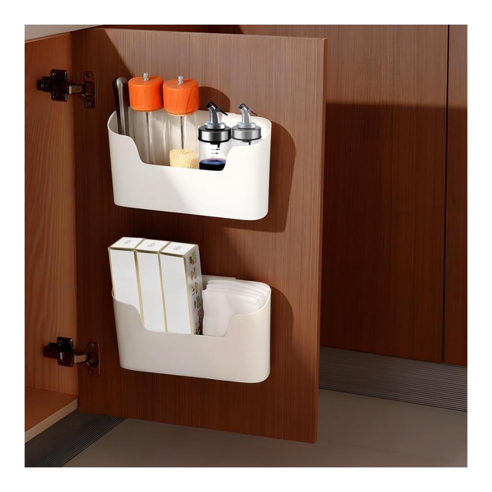 Praktische Schrankkörbe Wandmontierte Küchenorganizer für mehr Stauraum - Selbstklebende Aufbewahrungsboxen ohne Bohren - Cleveres Design für kleine Gegenstände in der Küche - 3er