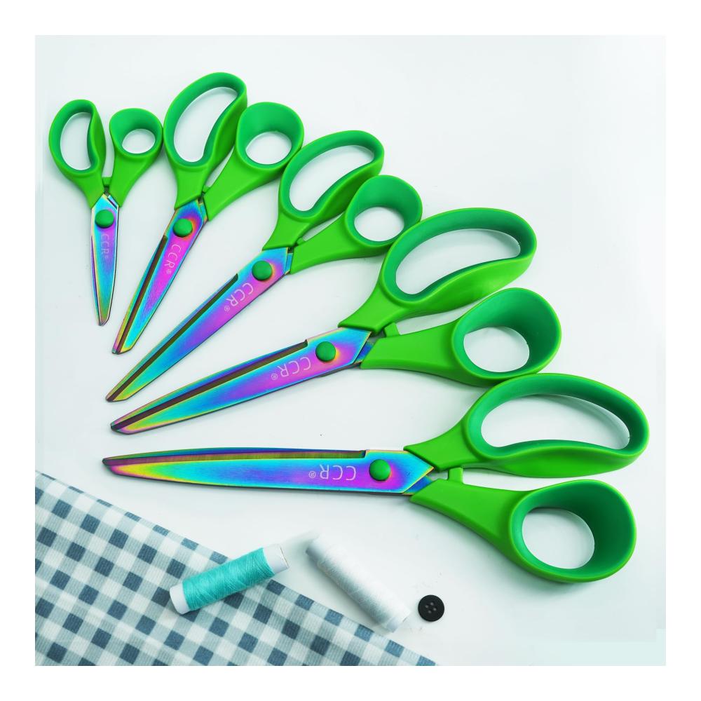 Entdecken Sie die Vielseitigkeit! Premium-Mehrzweck-Scheren-Set mit farbbeschichtetem Titanium scharfen Edelstahlklingen und bequemen Griffen. Ideal für schwere Arbeiten in Schule Haushalt Büro Kunsthandwerk Nähen und Schneidern. 5-teiliges Set für präzise Schnitte