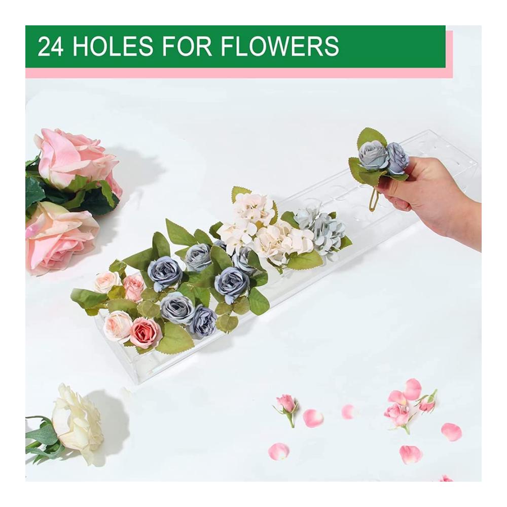 Elegante Rechteckige Acrylvase Klar & Modern 61 cm Dekorative Blumenvase mit 24 Löchern - Ideal für Hochzeiten & Heimdekoration - Stilvolle Vasenkollektion für zeitlose Eleganz