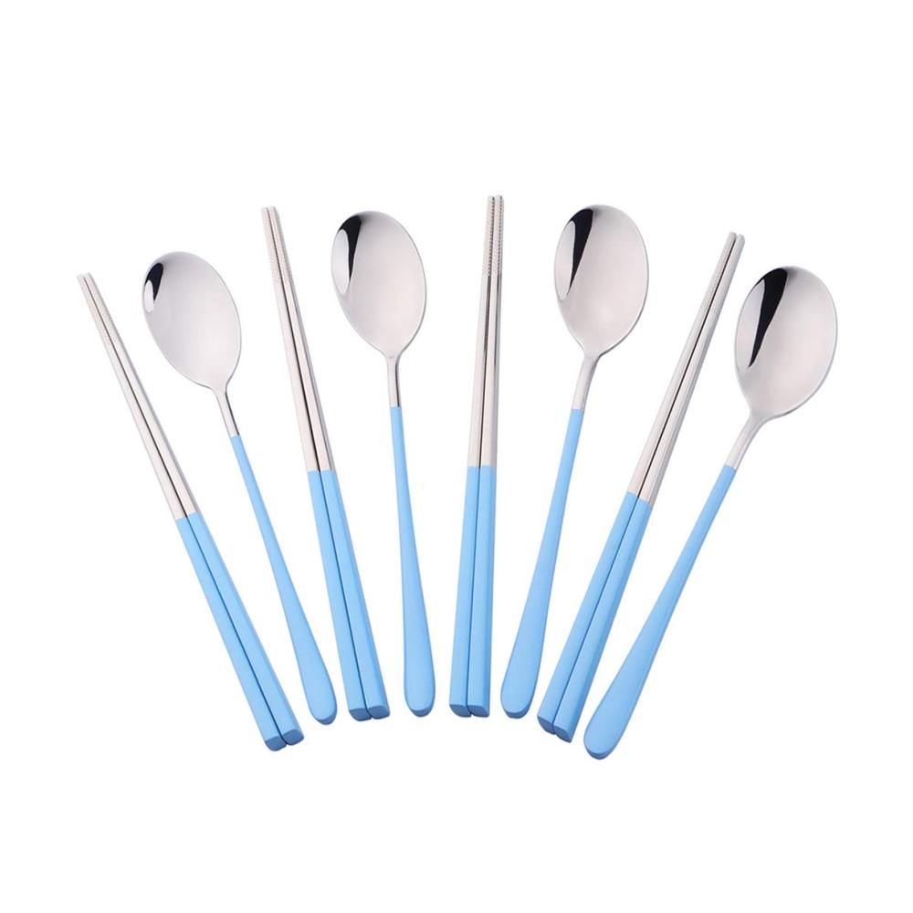 Entdecken Sie den Genuss 8er-Set Blaue Essstäbchen & Löffel - Rutschfeste chinesische & japanische Chopsticks für authentisches kulinarisches Vergnügen. Perfekt für Sushi Ramen und mehr