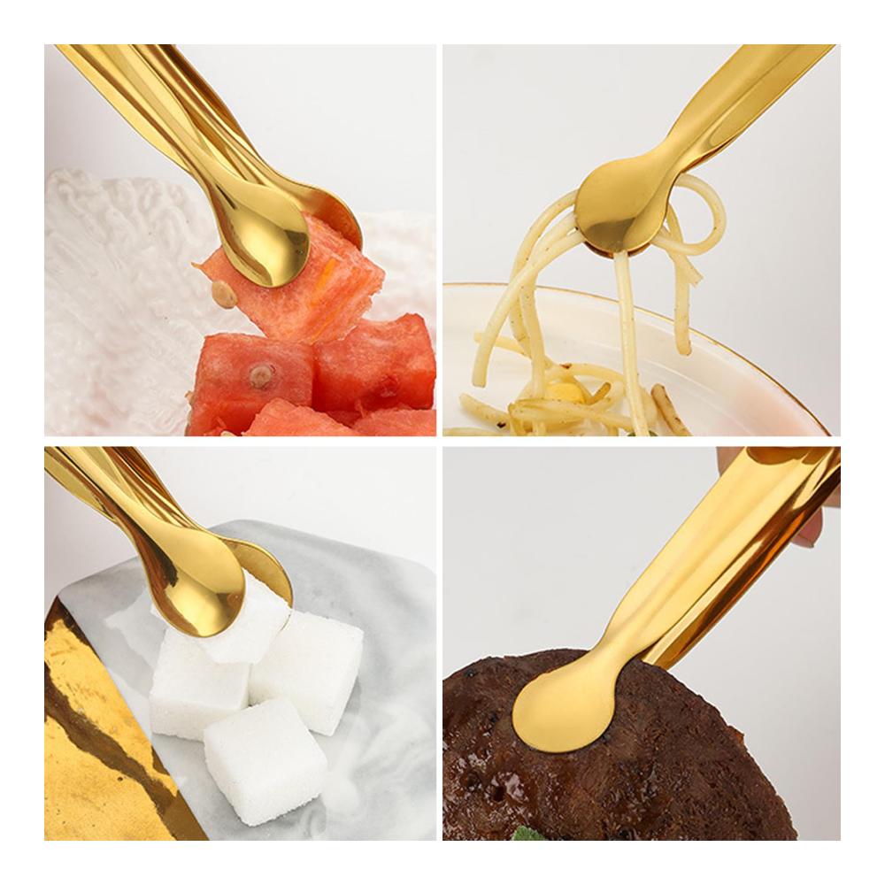 Premium Edelstahl Küchenutensilien Set 12-teiliges Zangen Löffel Spachtel & Pfannenwender Kit für Bar Party Salat Kaffee & Tee - Hochwertige Mini-Servierzange Candybar-Zange inklusive