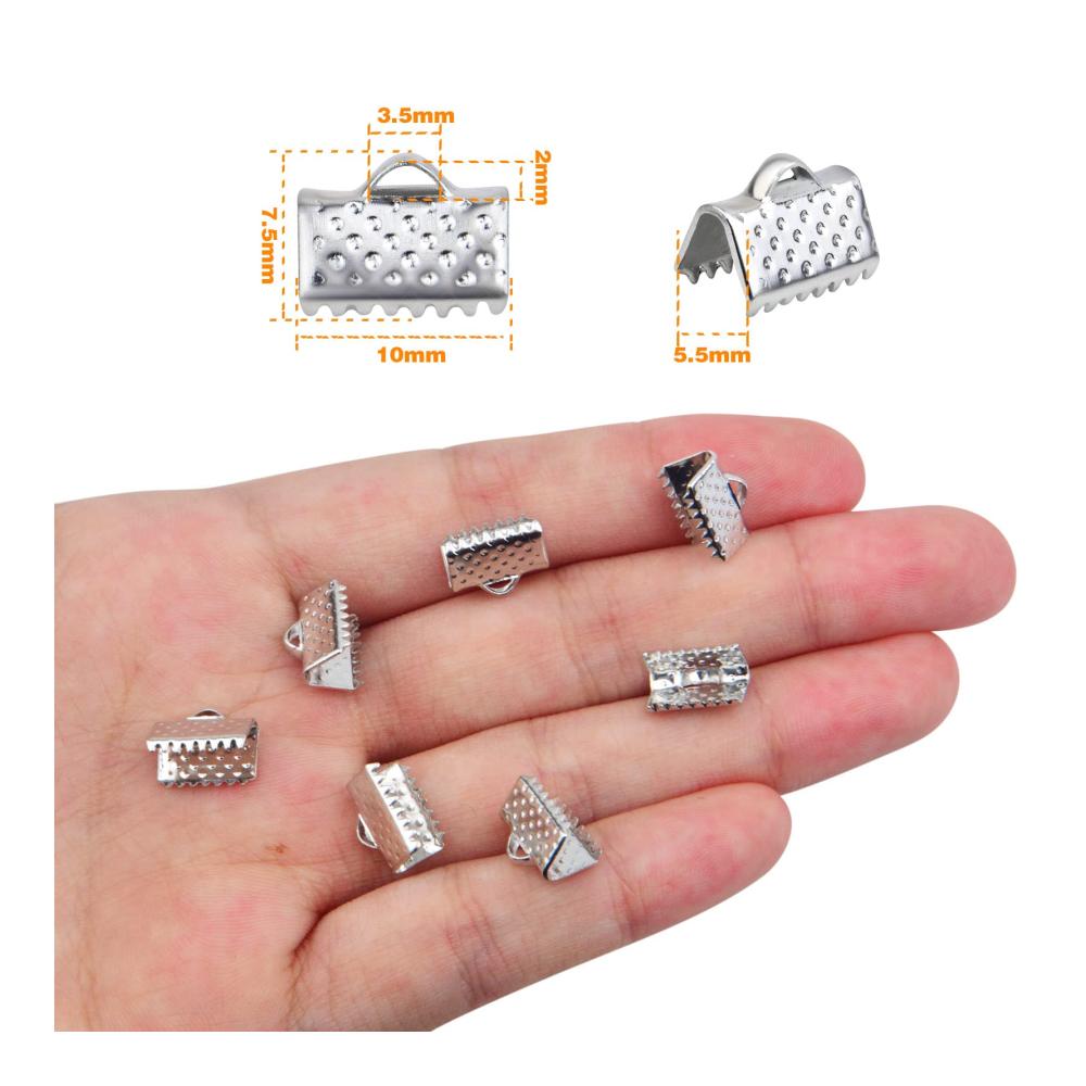 Hochwertige Verschlüsse für DIY Schmuck - Pinch Crimp Enden 500 Stück White Golden Ribbon Klemmenenden Armband - Perfekte Endverschlüsse für Choker und Fußkettchen Basteln - Schmuck Zubehör 10