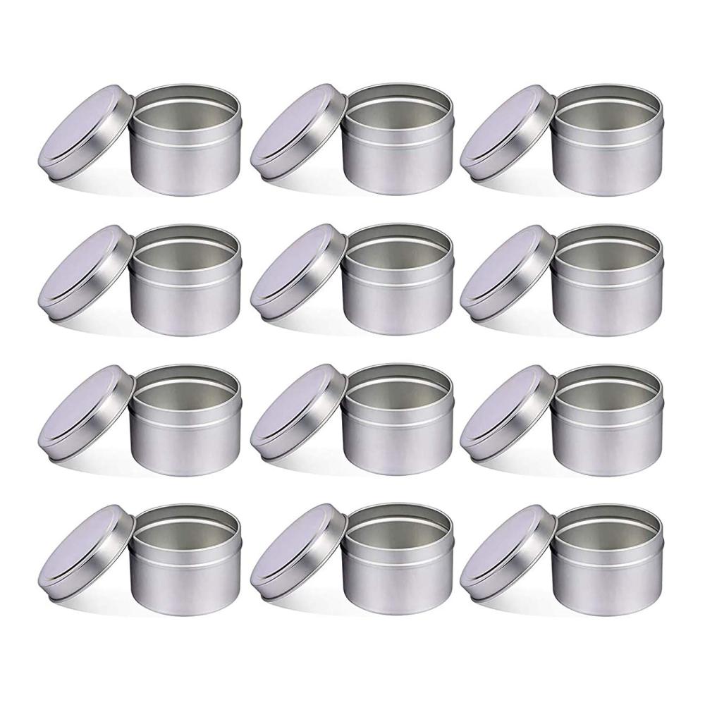 Kerzenherstellung Set 12x 6 Unzen Metall Kerze Dosen mit Deckel 50 Baumwolle Dochte 40 Aufkleber & 4 Halter inklusive - Perfekt für DIY Kerzenprojekte