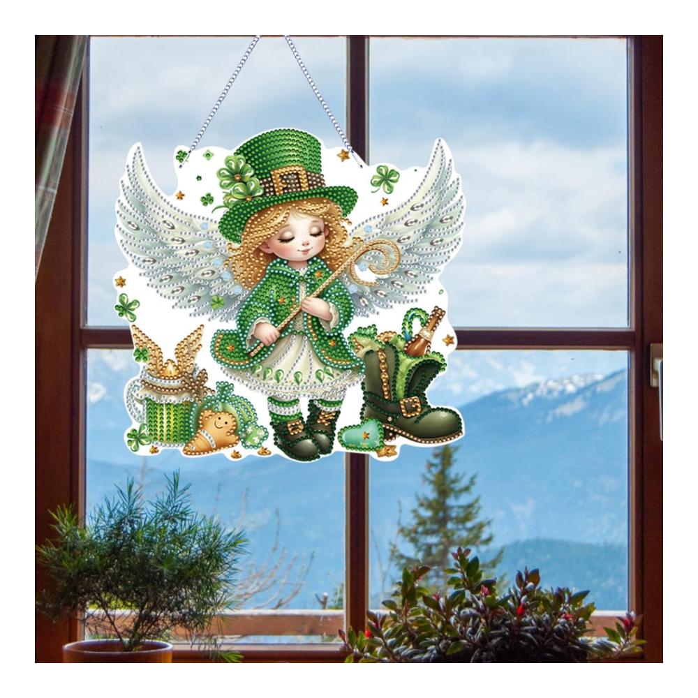 5D DIY Diamant Malerei Sets Acryl Diamant Kunst Hängeanhänger Klee Engel Kristall Hänger für Zuhause & Gartenfenster Dekoration - Inklusive Punkte Anhänger