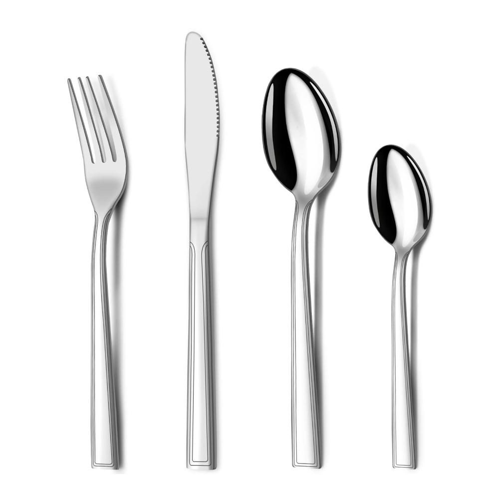 Entdecken Sie Eleganz 24-teiliges Hunnycook Besteckset für 6 Personen - Edelstahlmesser Gabeln und Löffel - Perfekt für Restaurant Party und Hochzeit - Klassisches Streifenhandwerk - Spülmaschinenfest und stilvoll