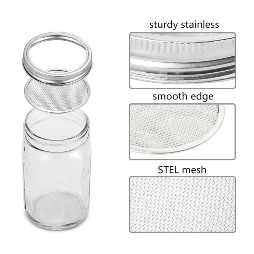 Mason Jar Keimglas-Set 2 Einmachgläser mit breiter Öffnung Keimdeckel Ständer & Abtropfschale - Perfekt für gesundes Keimen und Auf