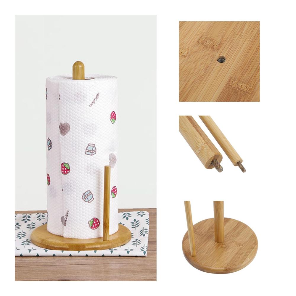 Attraktiver Küchenrollenhalter Stilvolles Design mit Holzbasis | Praktischer Standhalter für Küchenrollen | Leichtes Abreißen | Ideal für Standard- und Papierrollen | Ø16x30 cm | Natürliches Flair