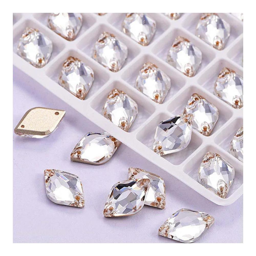 Glänzende Strasssteine für Hochzeitskleider 48/96 Stück 14/18 mm Zitronenglas-Kristalle zum Aufnähen - Abgeschrägte flache Rückseite für perfektes Nähen von Strasssteinen